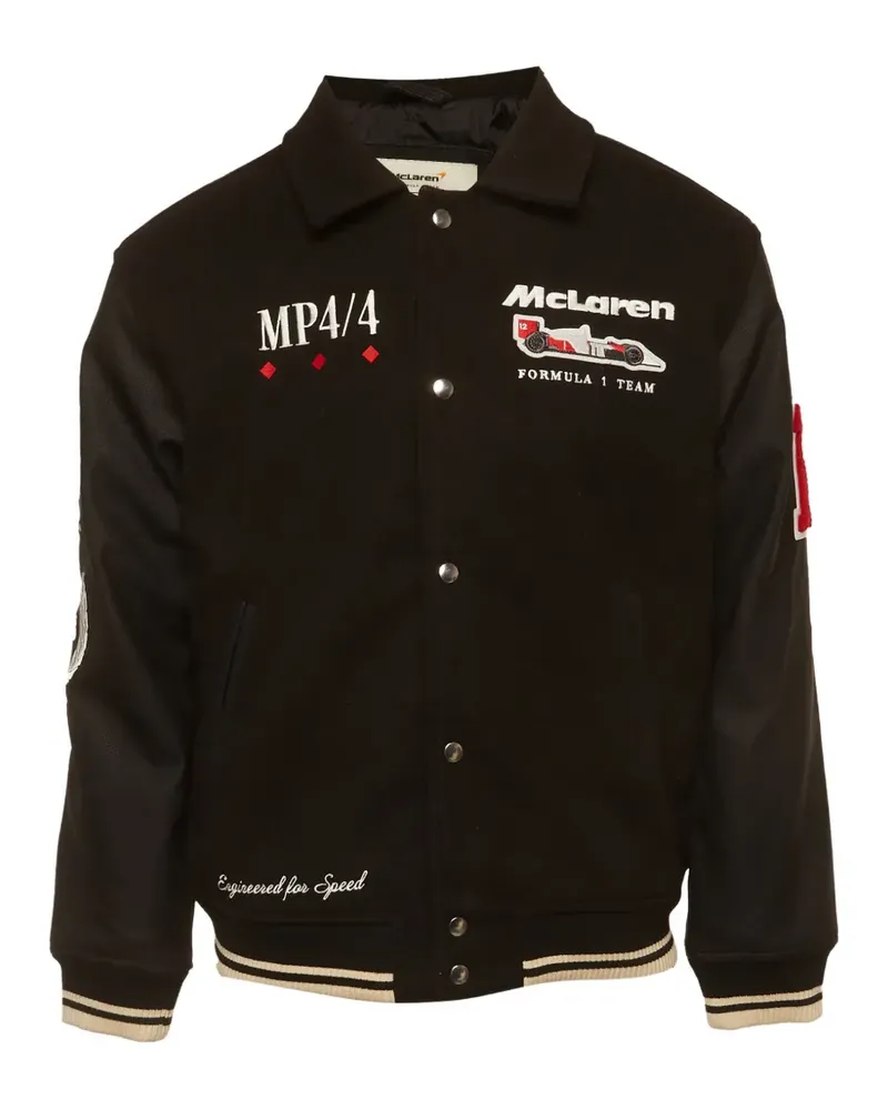 Abercrombie & Fitch Bestickte McLaren Bomberjacke - Schwarz Schwarz
