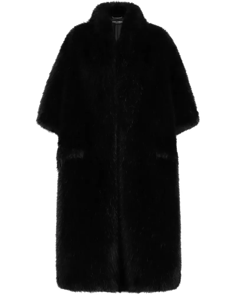 Dolce & Gabbana Mantel aus Faux Fur - Schwarz Schwarz