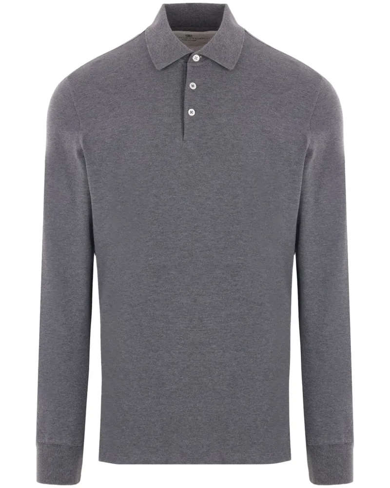 Brunello Cucinelli Poloshirt aus Pikee - Grau Grau