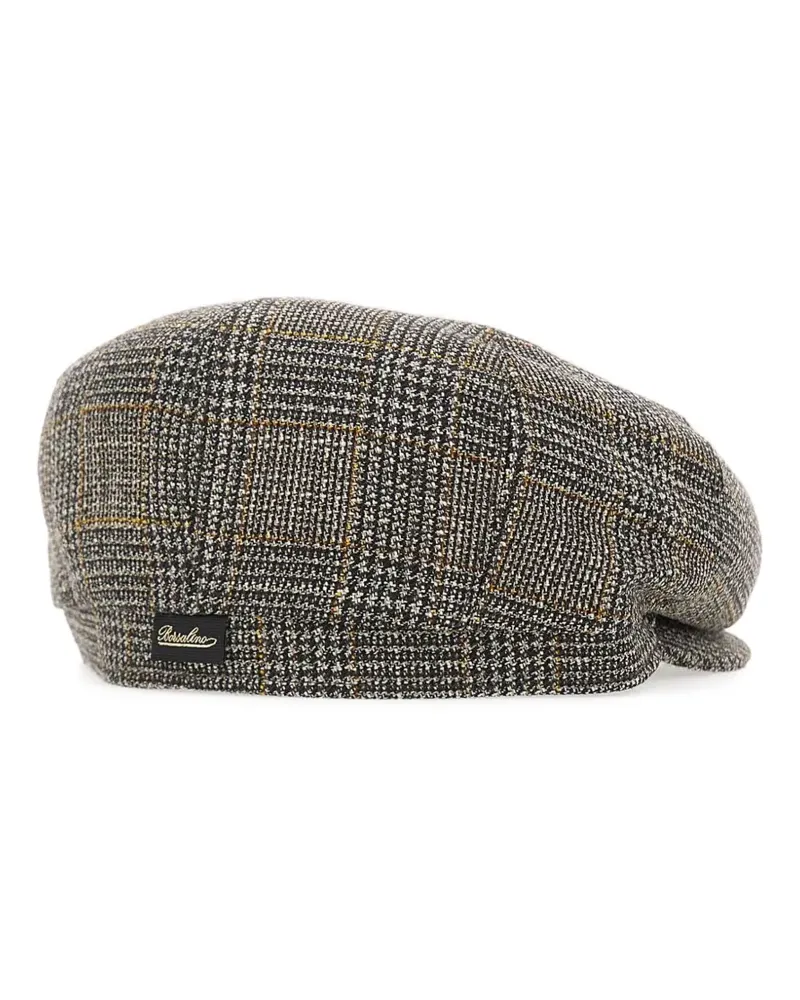Borsalino Baskenmütze mit Hahnentrittmuster - Schwarz Schwarz