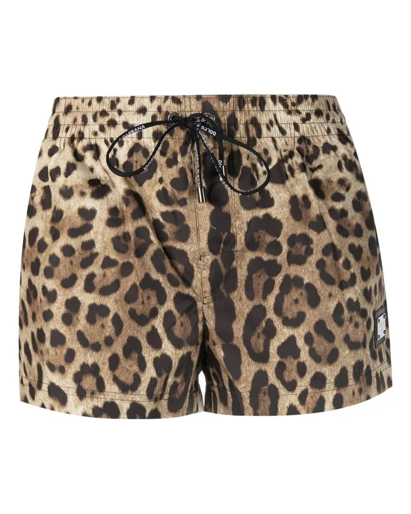 Dolce & Gabbana Kurze Shorts mit Leoparden-Print - Schwarz Schwarz