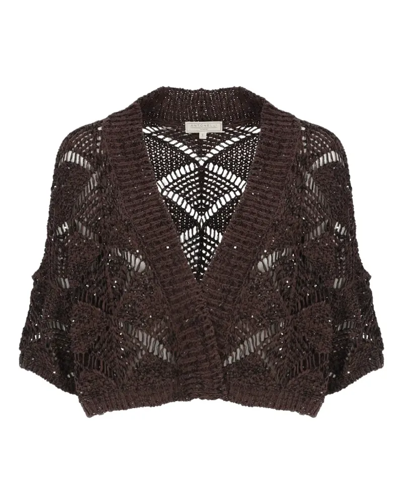 Antonelli Firenze sequin-embellished open-knit sweater - Braun Braun