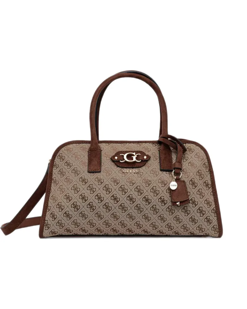 Guess Samantha monogram-print logo-plaque tote bag - Nude Nude