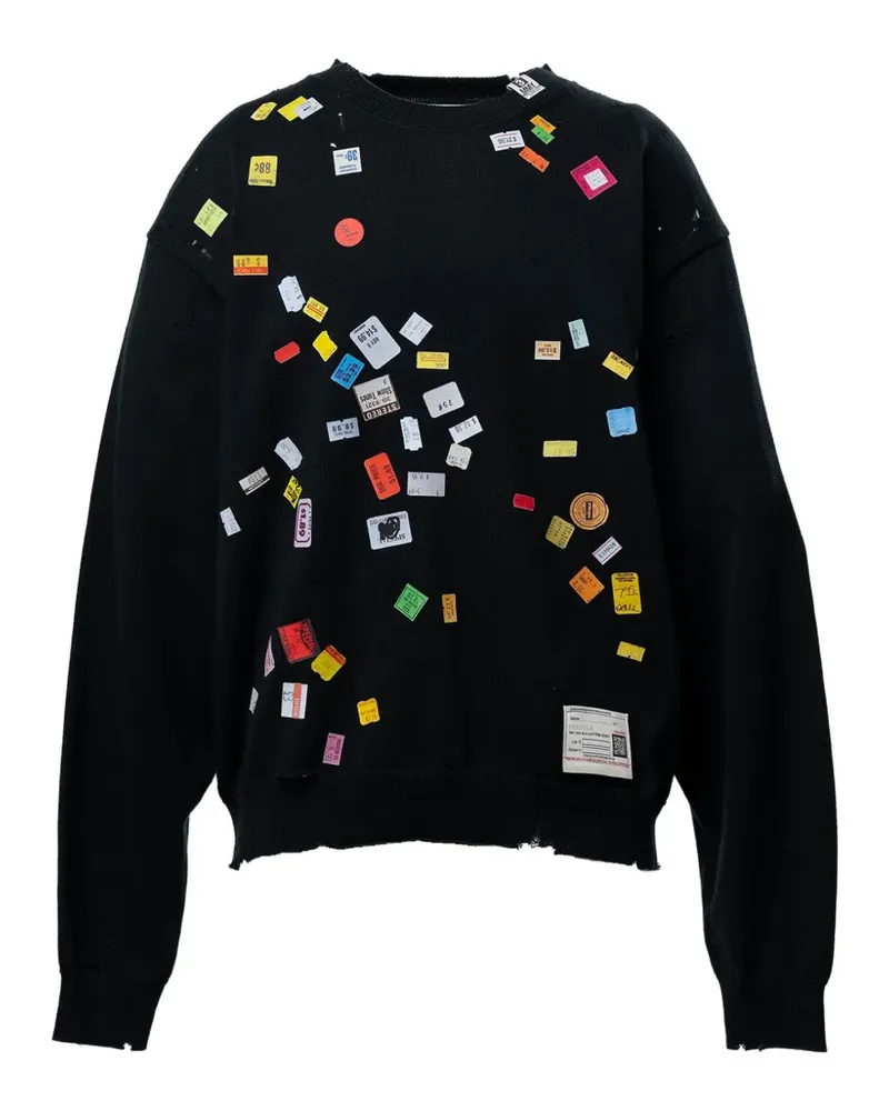 MIHARAYASUHIRO Price Tag Sticker Pullover mit Print - Schwarz Schwarz