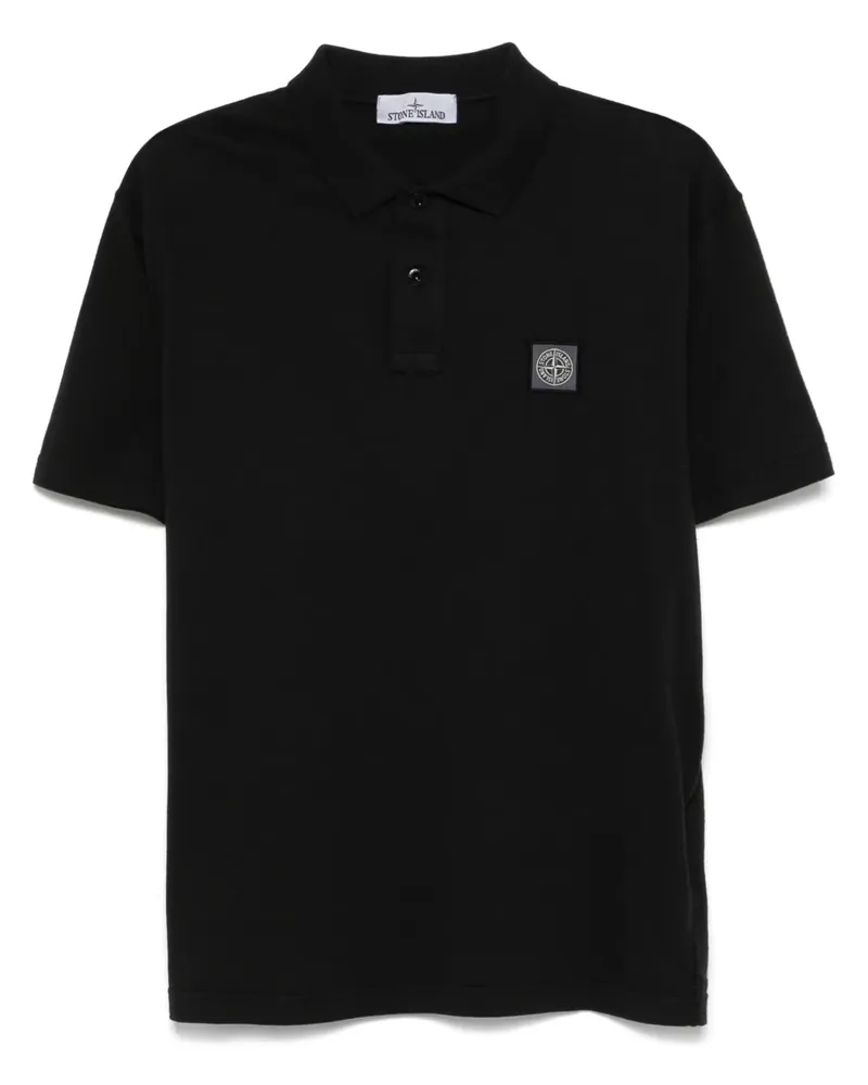 Stone Island Poloshirt mit Kompass-Patch - Schwarz Schwarz