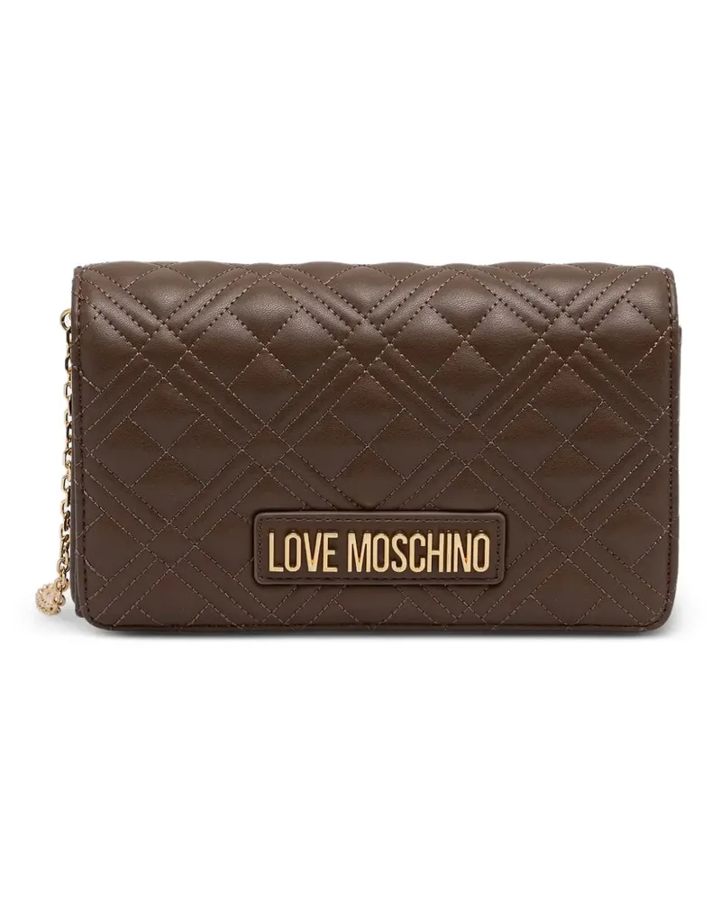 Moschino Gesteppte Schultertasche mit Logo - Braun Braun
