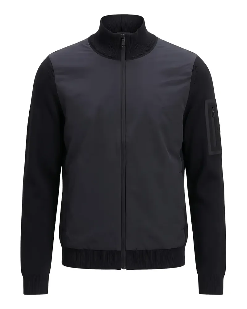 HUGO BOSS zip-up panelled sweatshirt - Schwarz Schwarz