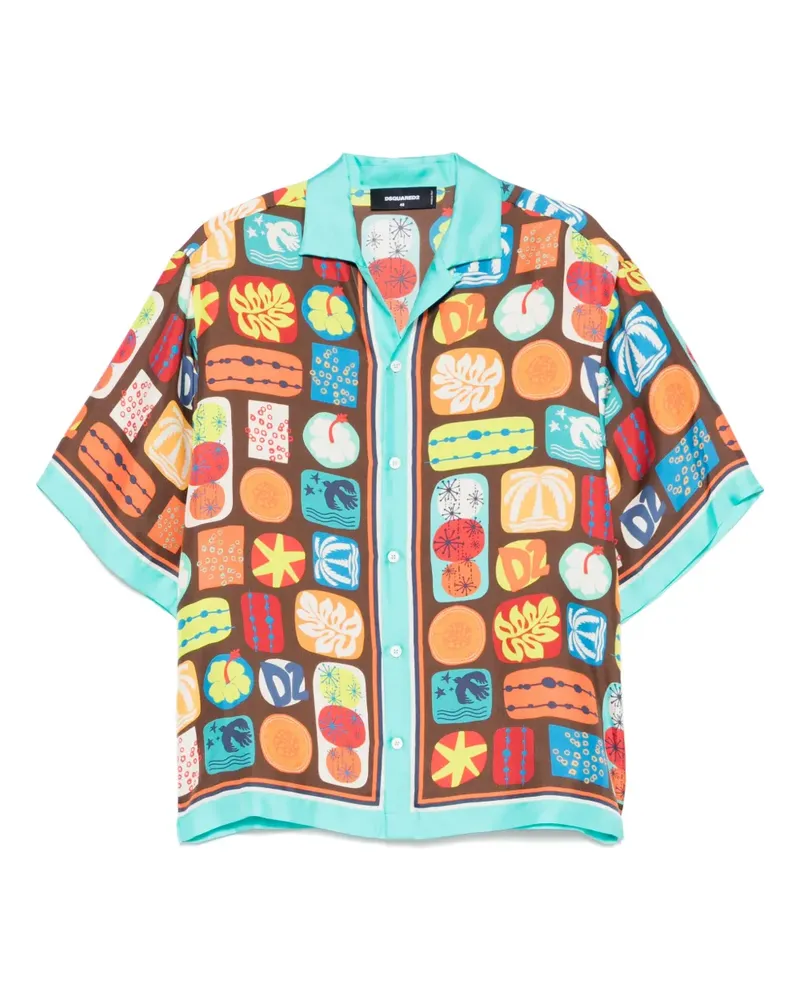 Dsquared2 Hemd mit Print - Braun Braun
