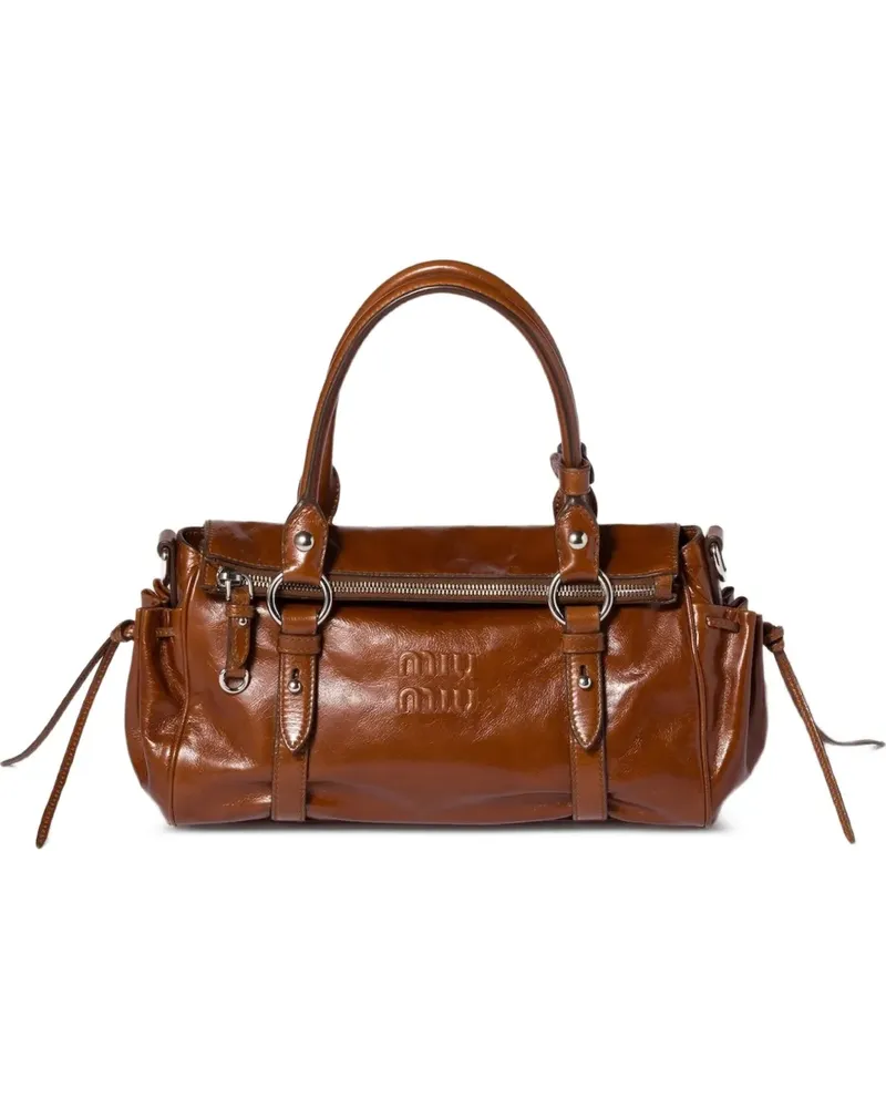 Miu Miu Handtasche aus glänzendem Leder - Braun Braun