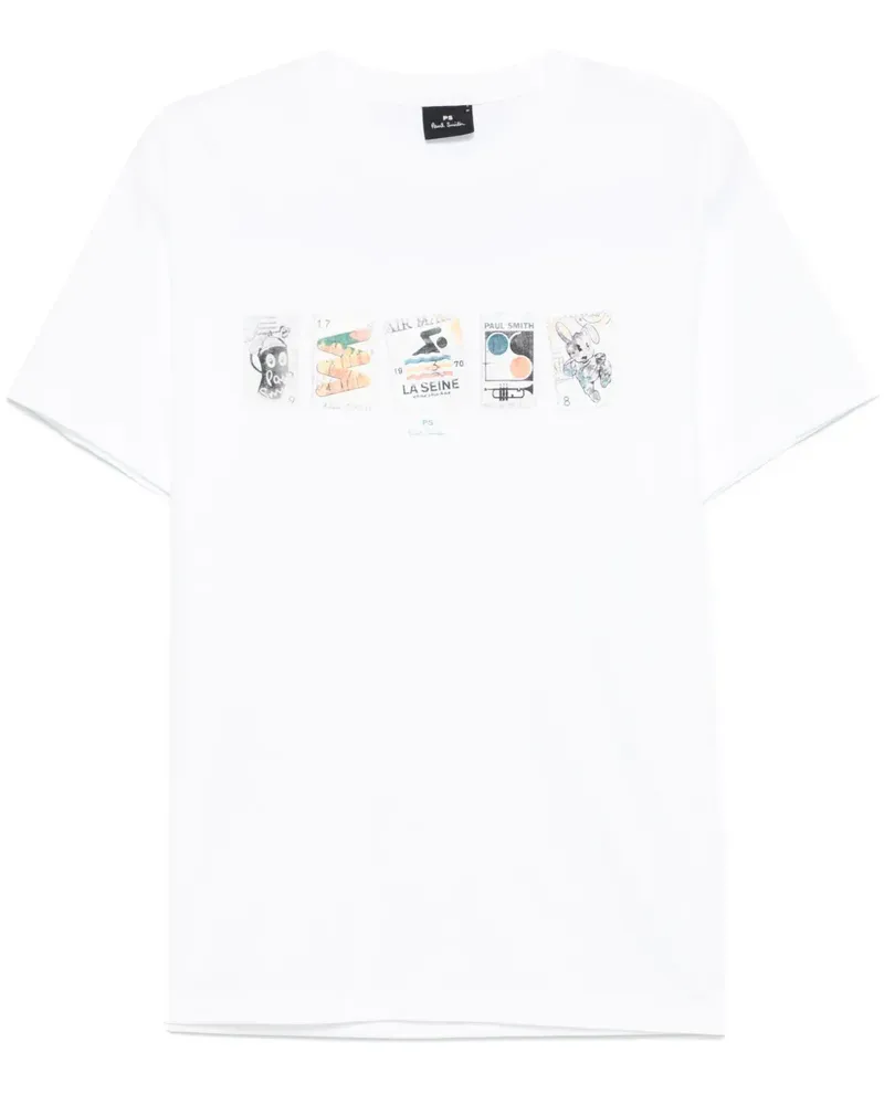Paul Smith T-Shirt mit Briefmarken-Print - Weiß Weiß