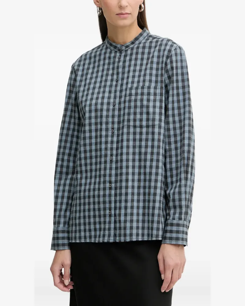 Marc O'Polo gingham-check band-collar shirt - Blau Blau