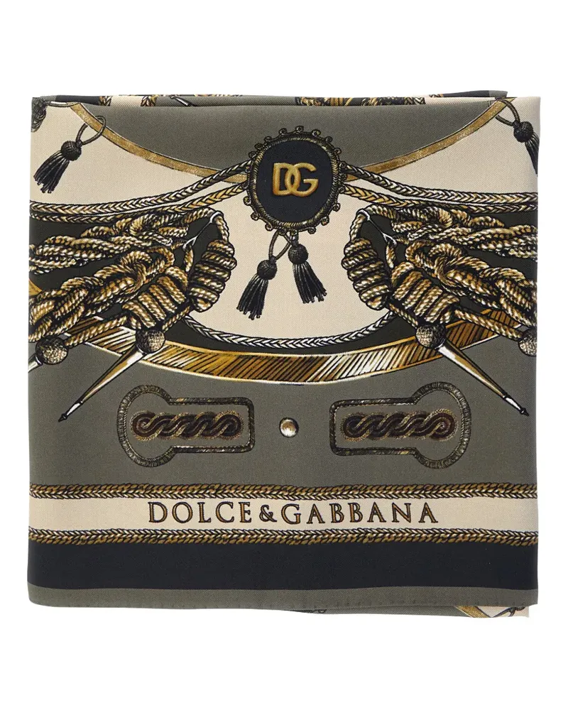 Dolce & Gabbana Seidenschal mit Kordelprint - Grau Grau