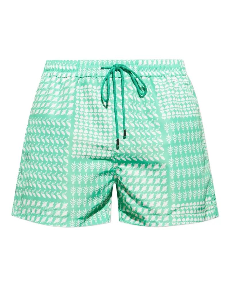 Paul Smith Gemusterte Badeshorts mit Kordelzug - Grün Grün