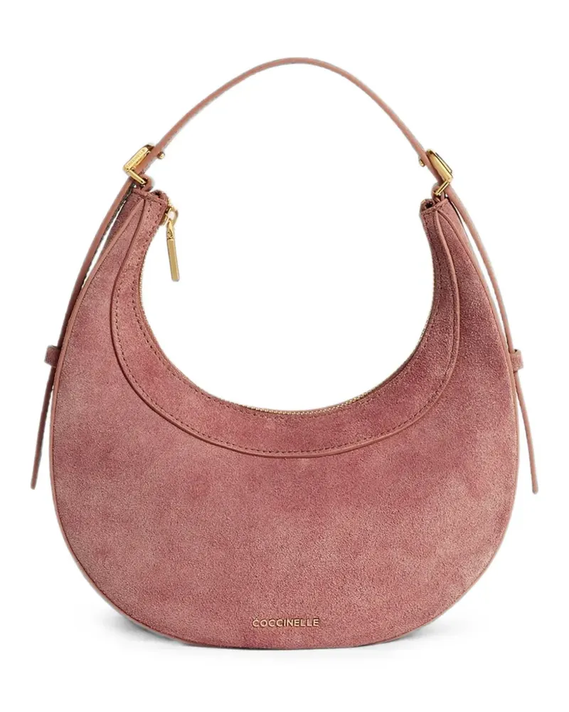 Coccinelle Whisper suede crescent tote bag - Rosa Rosa