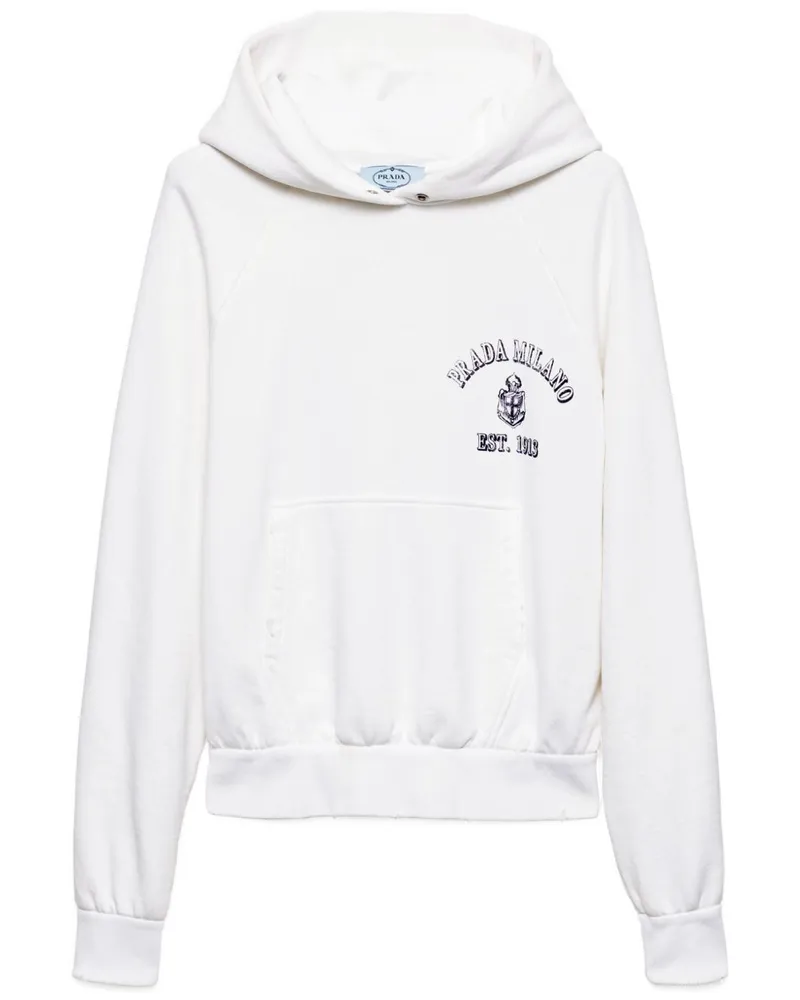 Prada Hoodie mit Logo-Print - Weiß Weiß