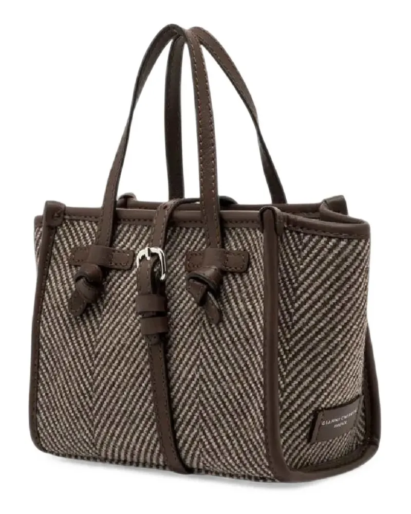 Gianni Chiarini small Miss Marcella herringbone-pattern tote bag - Braun Braun