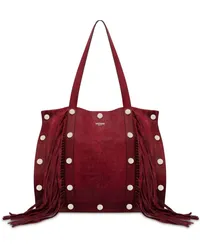 Moschino Wildleder-Schultertasche mit Nieten Rot