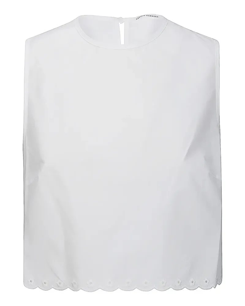Cecilie Bahnsen broderie anglaise bow-fastening top - Weiß Weiß