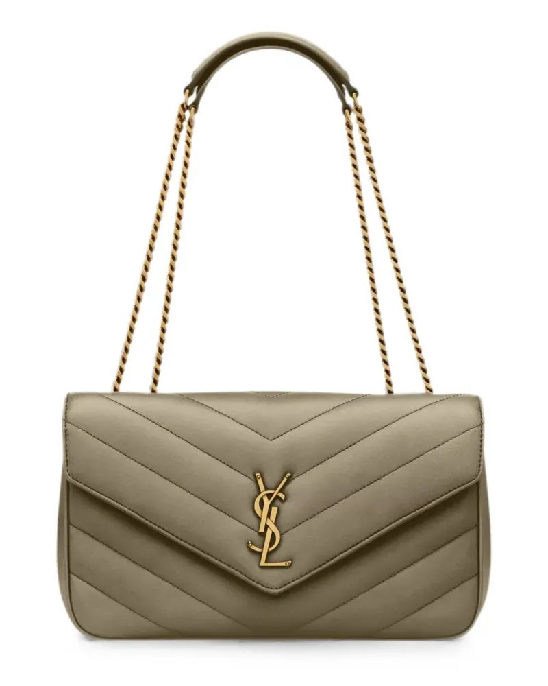 Saint Laurent Mittelgroße Loulou aus Matelassé-Lammleder - Grün Grün