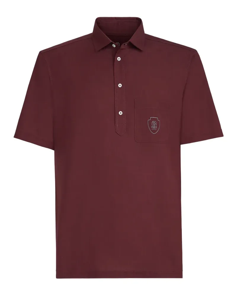 Brunello Cucinelli Popeline-Poloshirt aus Schurwolle mit Brusttasche und Logo - Rot Rot