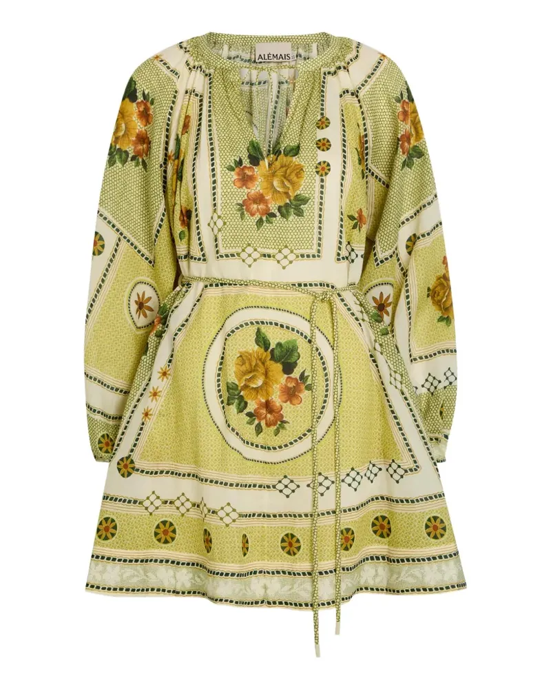 ALEMAIS dixie floral-print belted mini dress - Grün Grün