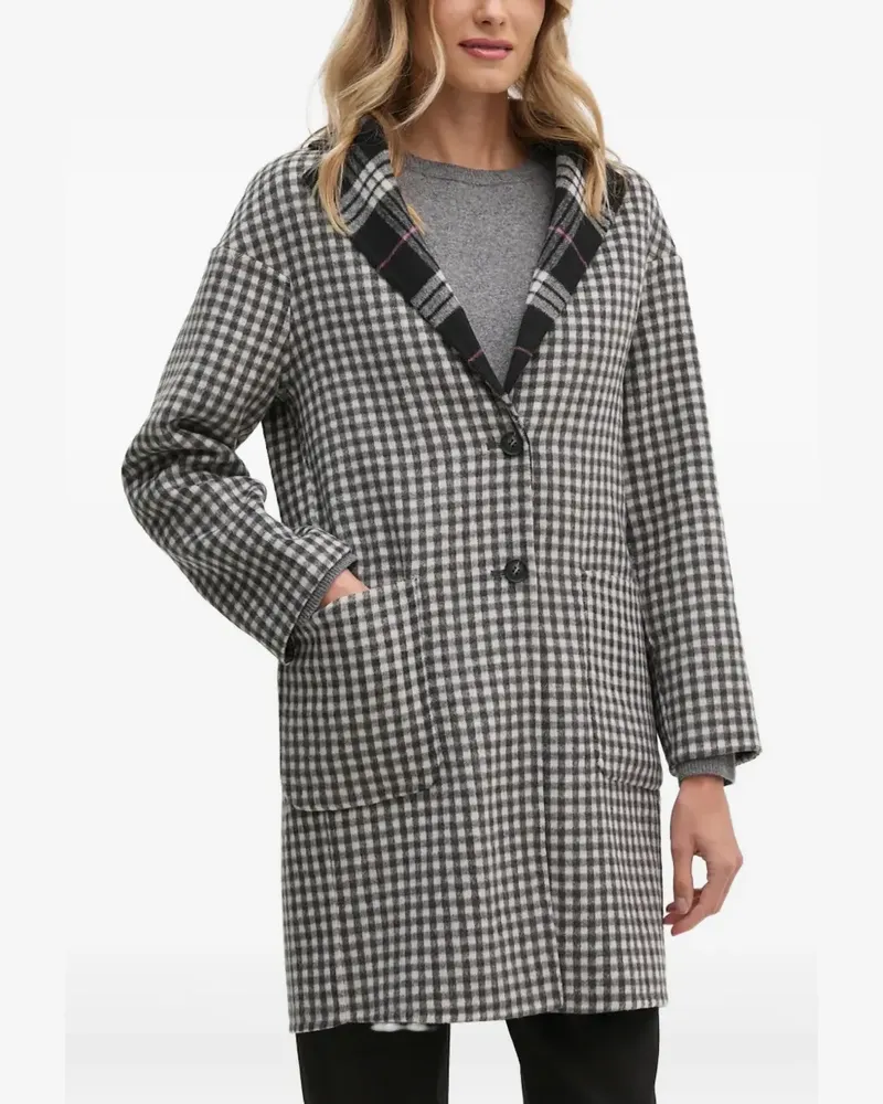 Benetton reversible check-pattern coat - Schwarz Schwarz