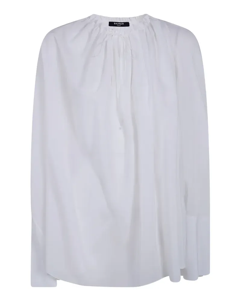 Balmain gathered-neck blouse - Weiß Weiß
