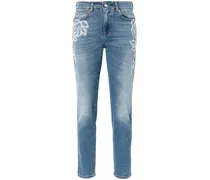 Skinny-Jeans mit Blumenstickerei