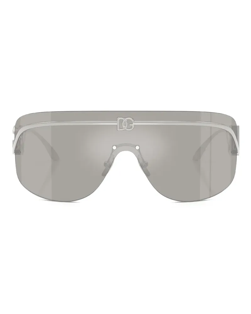 Dolce & Gabbana Sonnenbrille mit Logo-Schild - Silber Silber