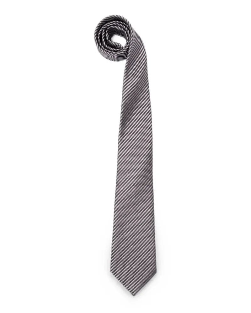 Giorgio Armani diagonal-stripe silk tie - Grau Grau