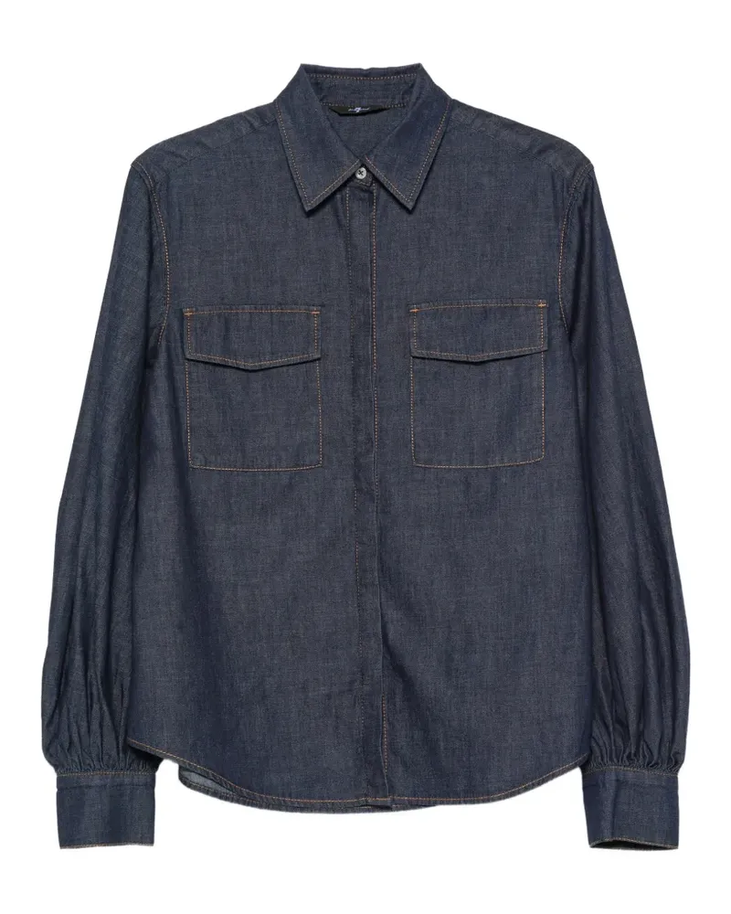 7 for all mankind Hemd mit Ballonärmeln - Blau Blau