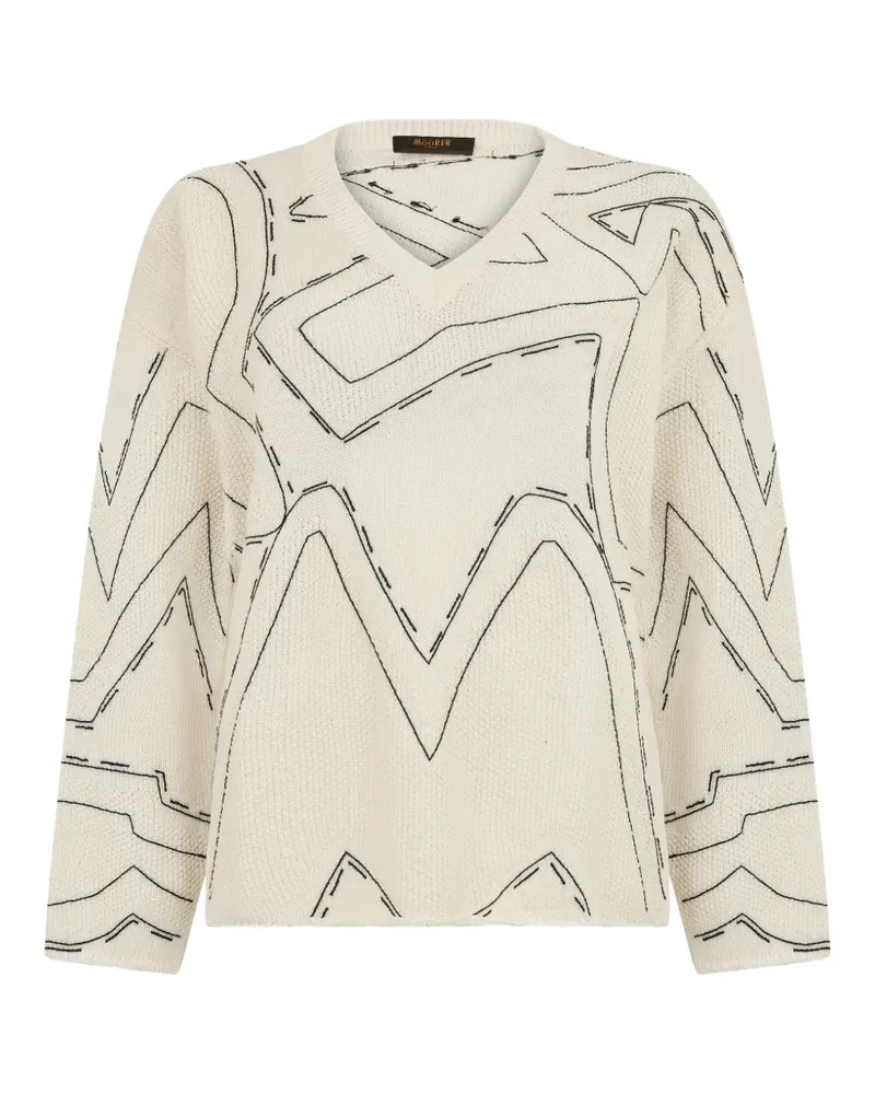 MOORER Pullover mit geometrischem Muster - Nude Nude