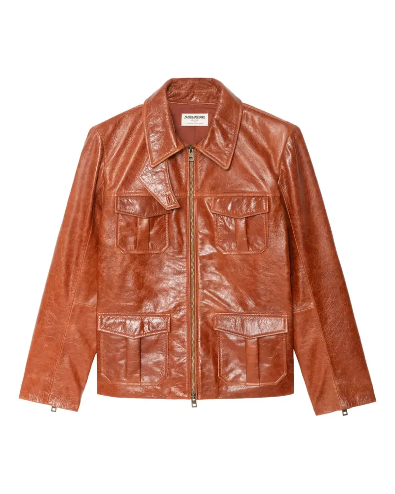 Zadig & Voltaire Lederjacke mit Klappentasche - Braun Braun