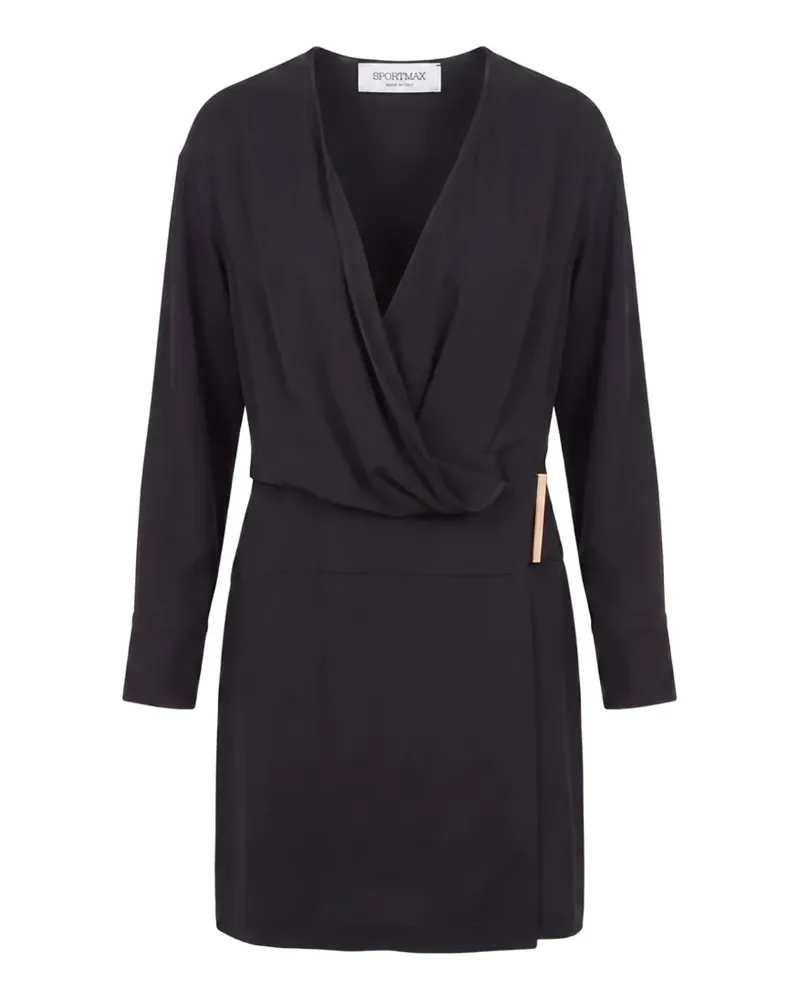 SPORTMAX Langärmliges Wickelkleid - Schwarz Schwarz