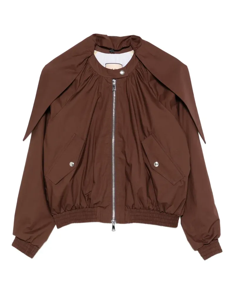 PLAN C ruched-detail zip-up jacket - Braun Braun