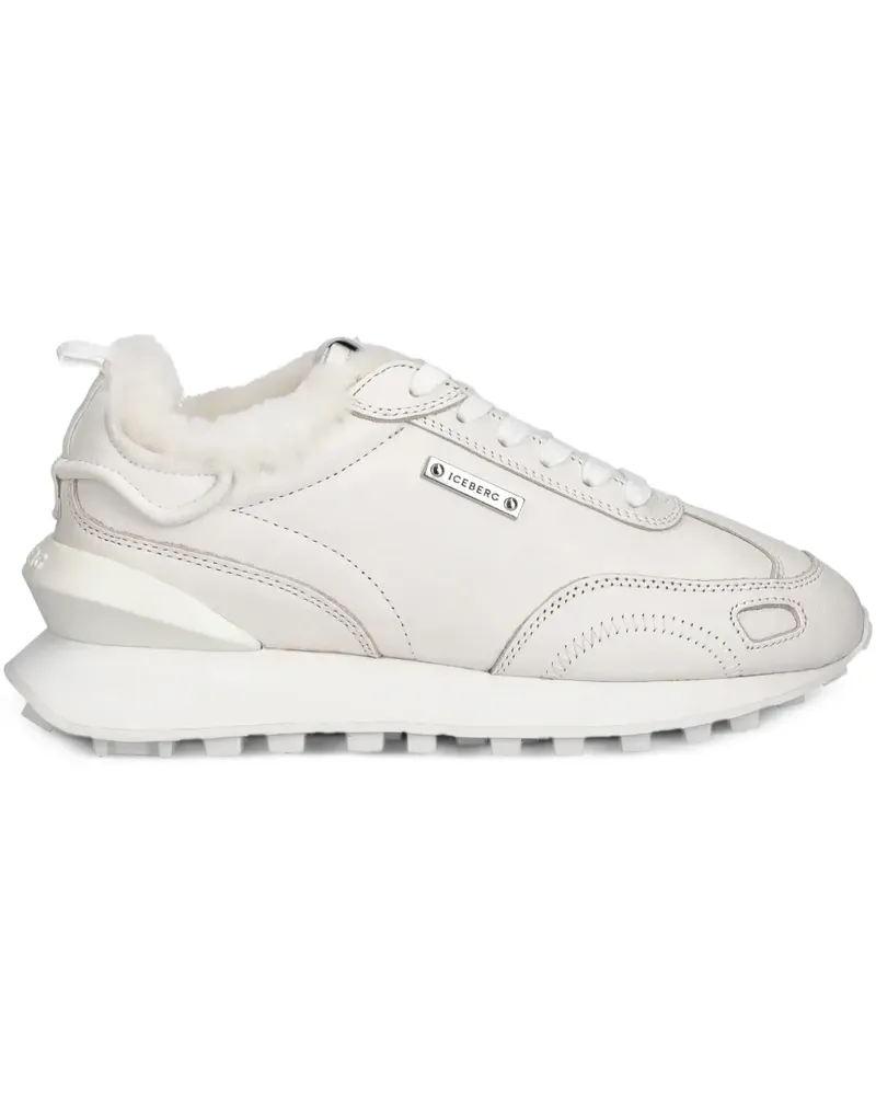Iceberg logo-plaque lace-up sneakers - Weiß Weiß
