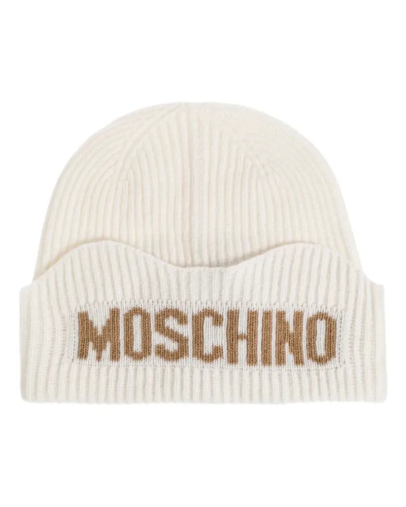 Moschino Gerippte Beanie mit Intarsie - Nude Nude