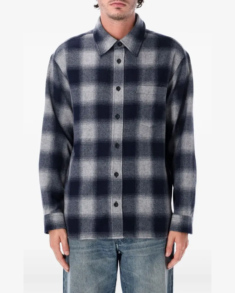 A.P.C. Hellgraue karierte Hemdjacke Grau