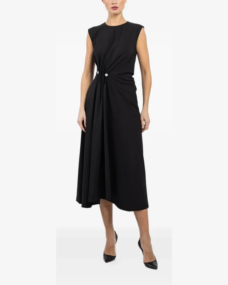 Mantù pearl-button midi dress - Schwarz Schwarz