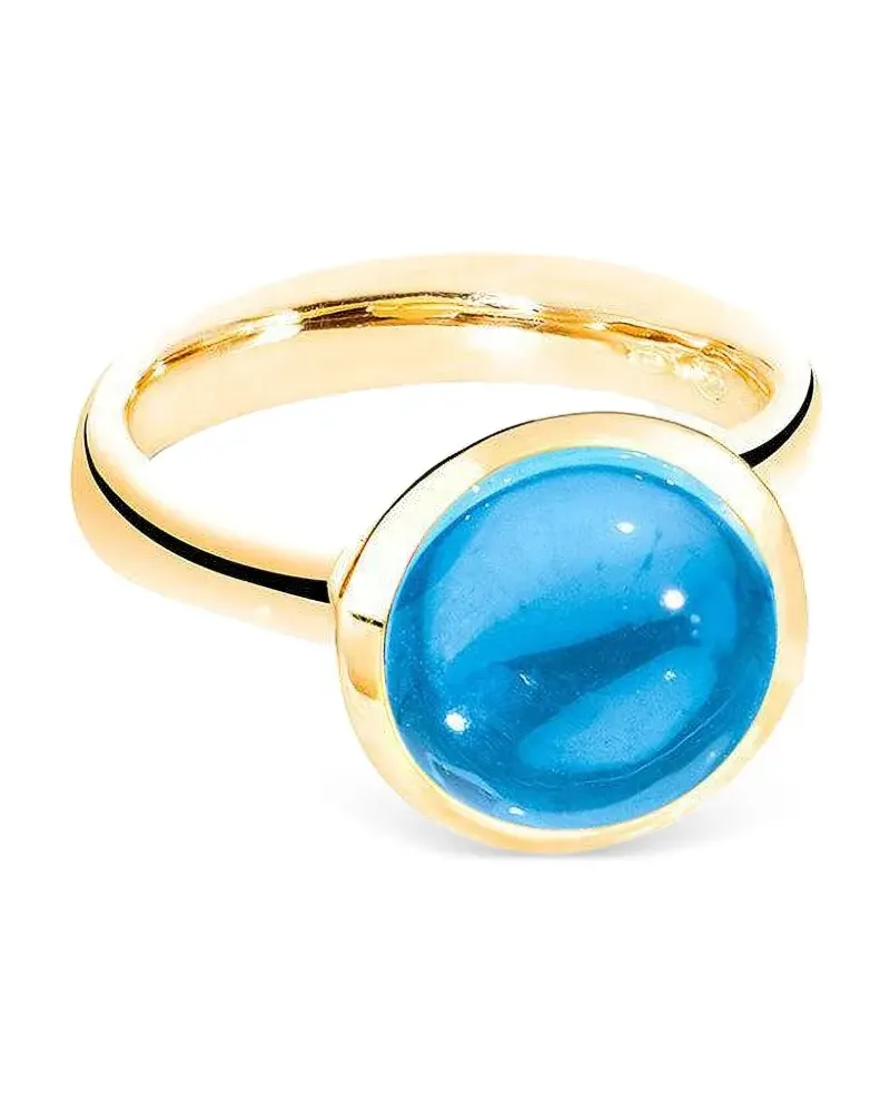 TAMARA COMOLLI 18kt Bouton Gelbgoldring mit Schweizer Topas - Blau Blau