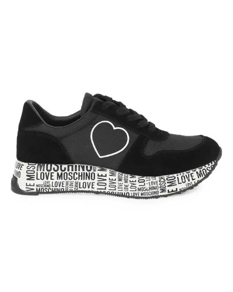 Moschino heart-motif suede-panel sneakers - Schwarz Schwarz