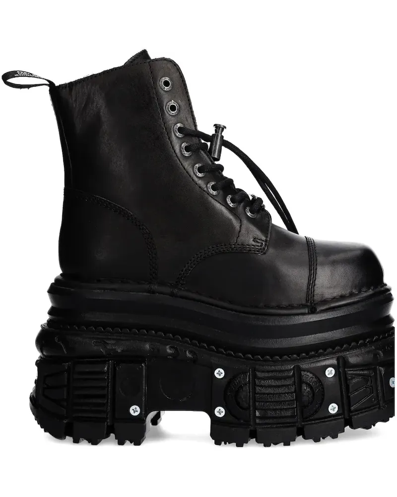 New Rock Plateau-Schnürstiefel 100mm - Schwarz Schwarz