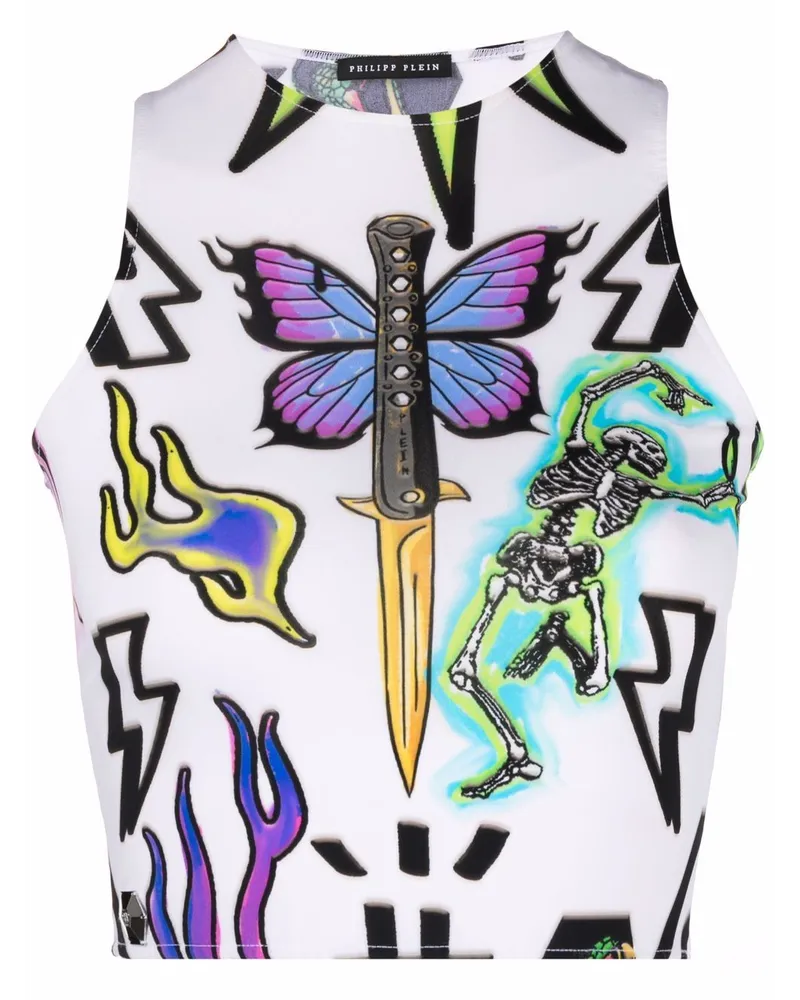Philipp Plein Cropped-Top mit Monogramm - Weiß Weiß