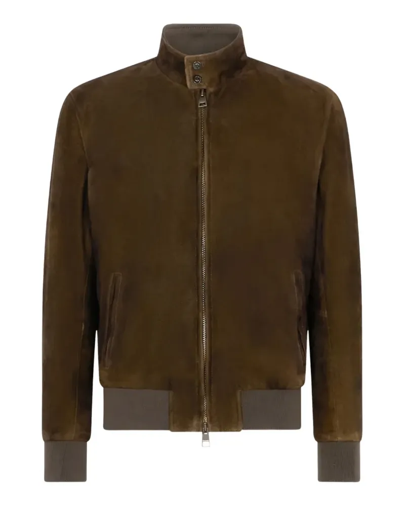 Boglioli zip-fastening suede bomber jacket - Braun Braun