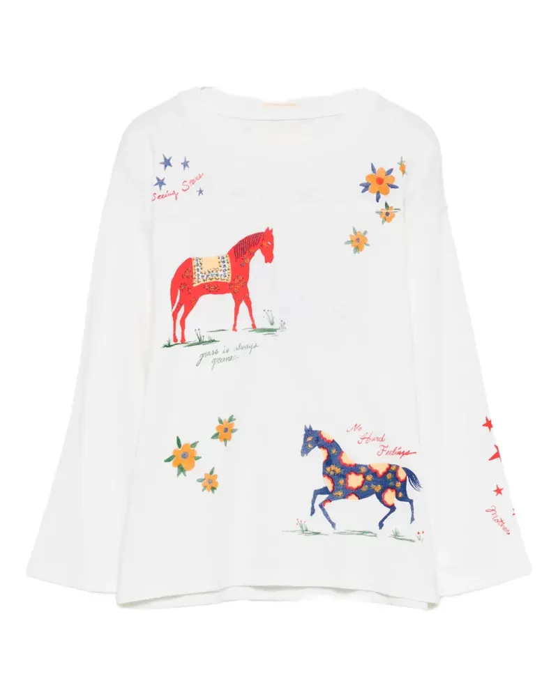 Mother T-Shirt mit Pferde-Print - Weiß Weiß