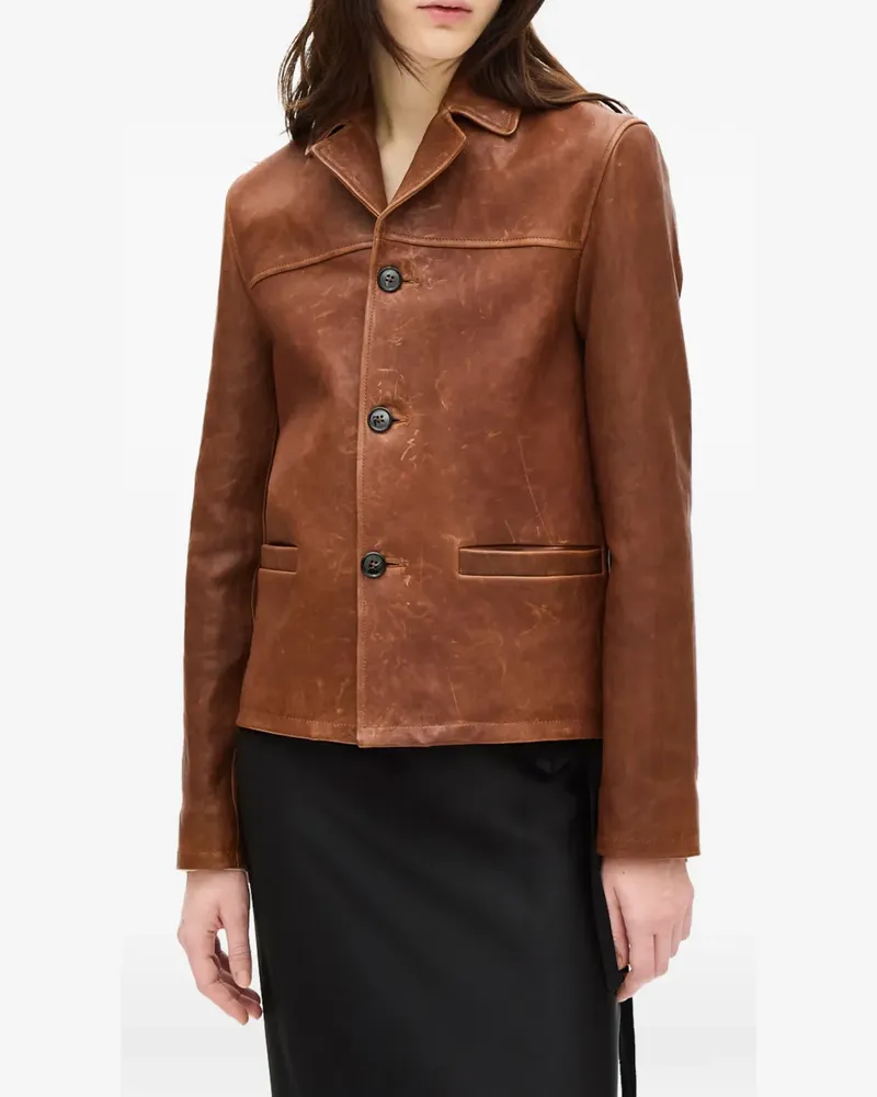 Ann Demeulemeester Jacke aus gekörntem Leder - Braun Braun