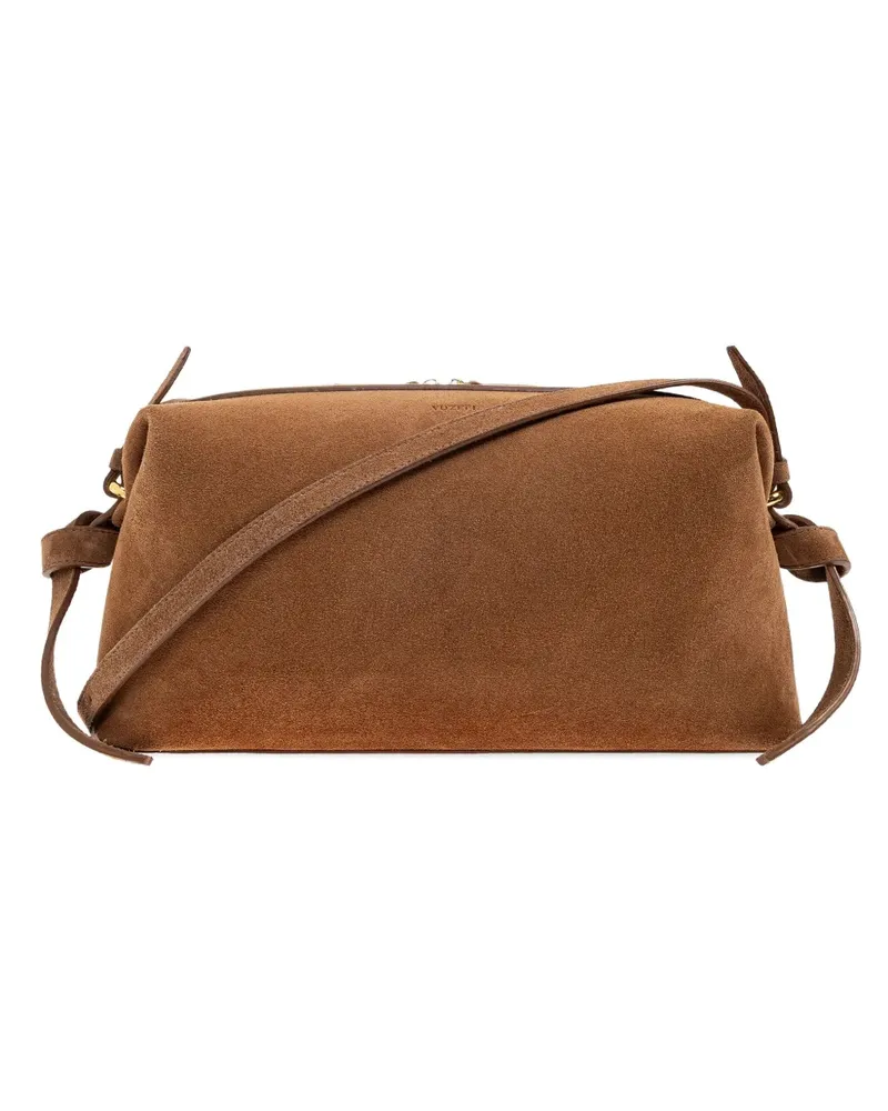 YUZEFI Brioche Schultertasche aus Wildleder mit Knoten - Braun Braun