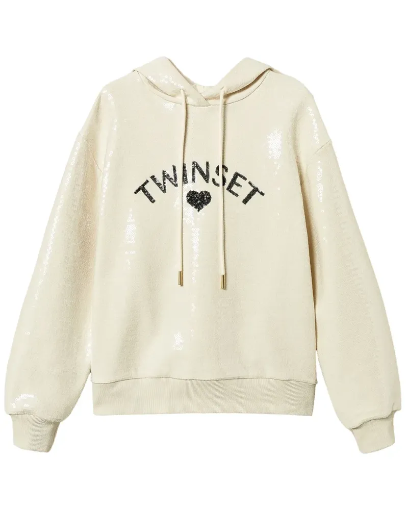 Twin-Set Hoodie mit Logo-Verzierung - Nude Nude