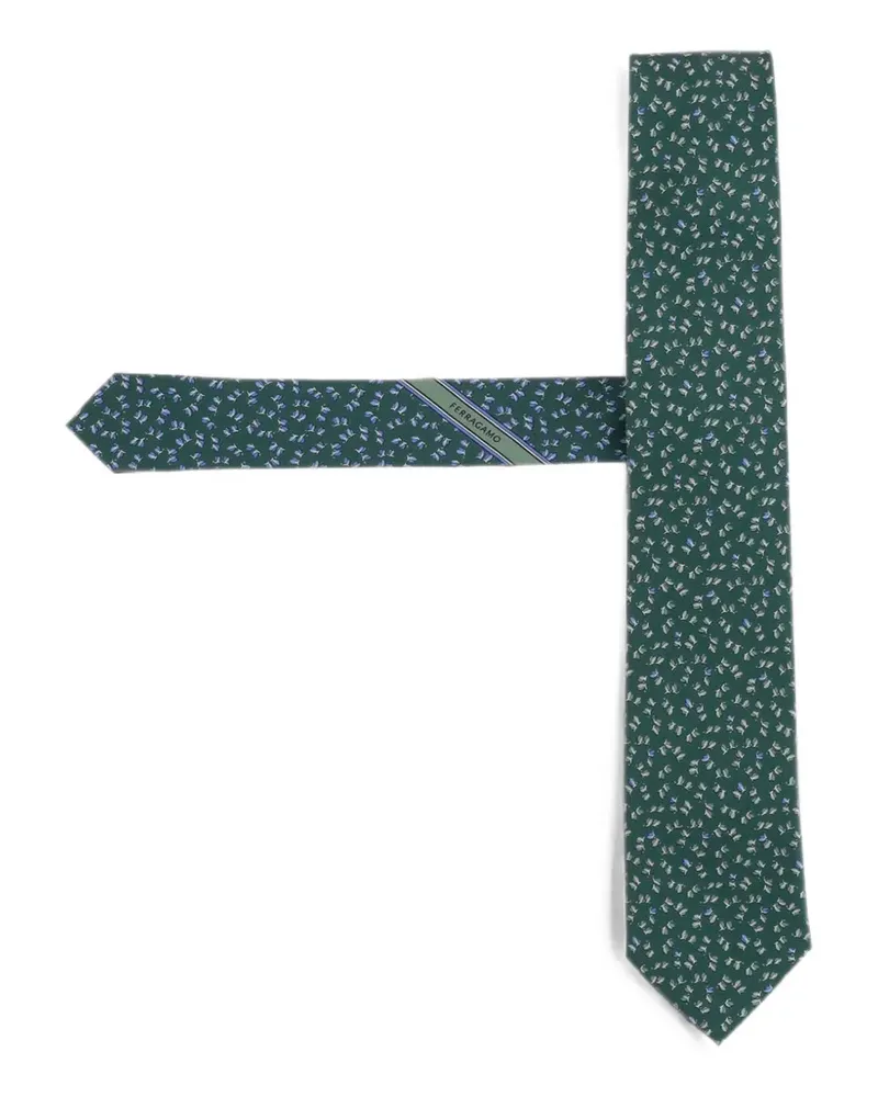 Ferragamo Krawatte aus Seide mit Blumenprint - Grün Grün