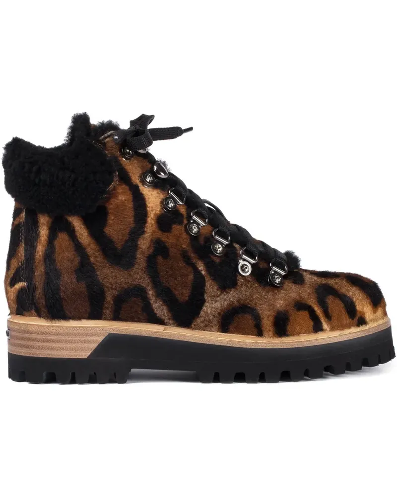 Le Silla Schnürstiefel mit Leoparden-Print - Braun Braun